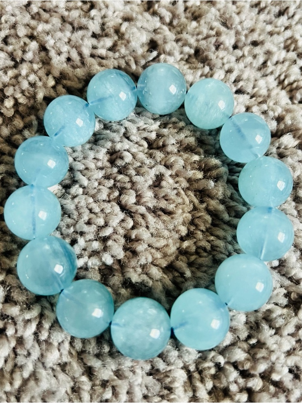 Natural & Genuine Aquamarine Beaded Bracelet 15.5mm (71.8g)